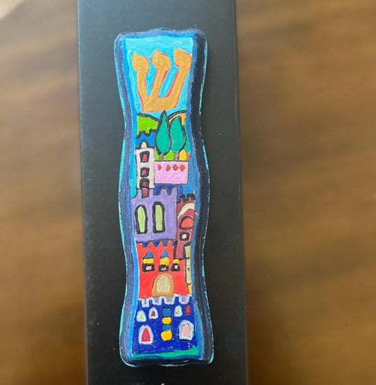 Jerusalem Hand Painted Mezuzah Case