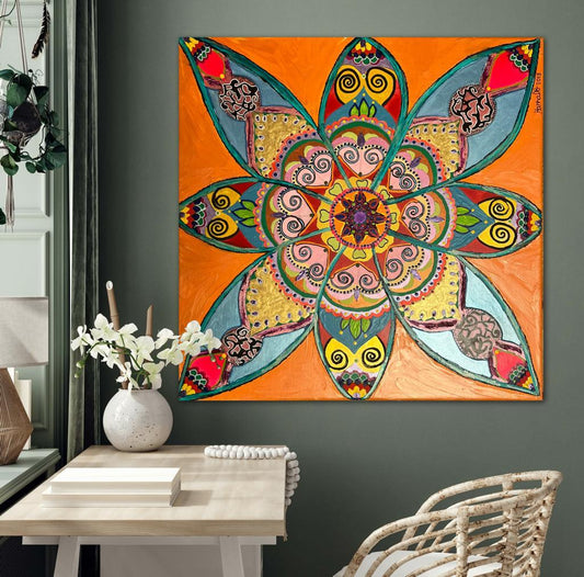 Moroccan Mandala A- Mixed Media Ready Bespoke Art Piece / 91X91Cm (36X36In)