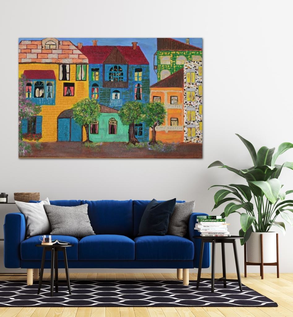 An Old Neighbourhood A- Mixed Media Ready Bespoke Art Piece / 100X152Cm (39X60In)