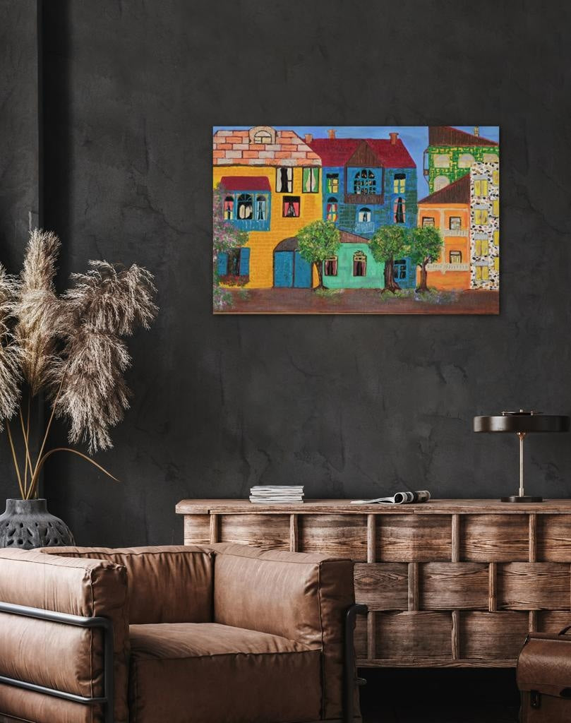 An Old Neighbourhood A- Mixed Media Ready Bespoke Art Piece / 50X76Cm (20X30In)