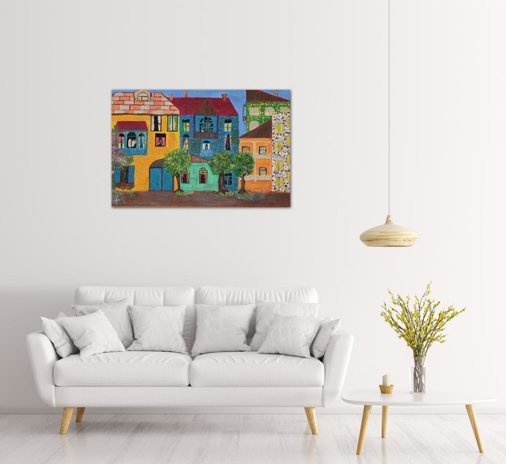An Old Neighbourhood A- Mixed Media Ready Bespoke Art Piece / 70X107Cm (28X42In)