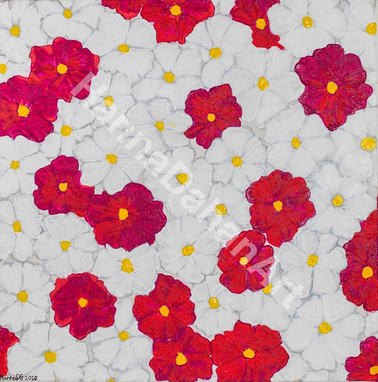 Blooming In White & Red Bespoke Art