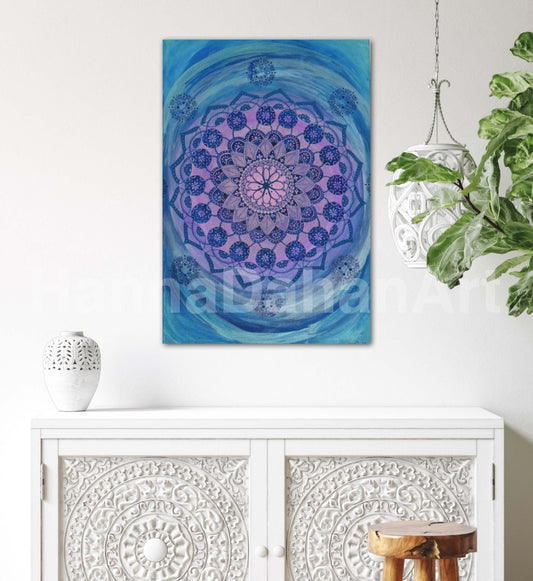 Blue Mandala A- Mixed Media Ready Bespoke Art Piece / 61X91Cm (24X36In)