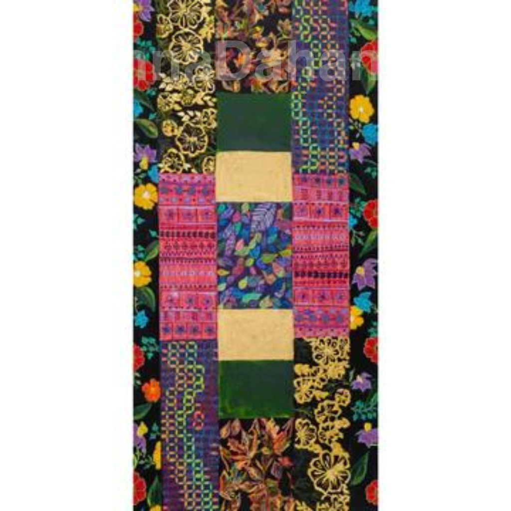Floral Patchwork On A Black Background Bespoke Art