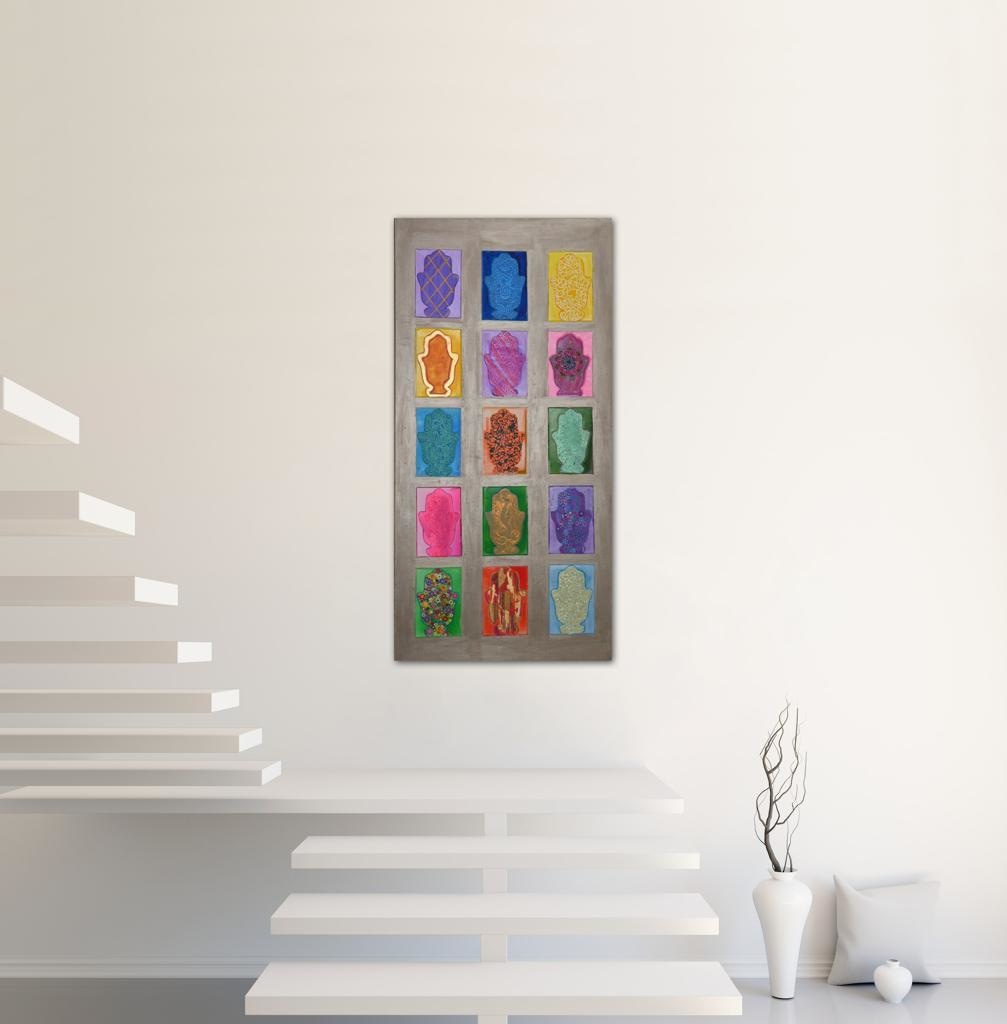 Hamsot A- Mixed Media Ready Bespoke Art Piece / 25X51Cm (10X20In)