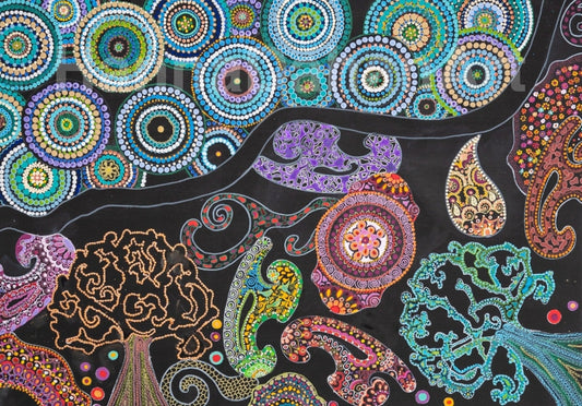 Mandalas And Aquatic Plants In A Colourful Flow Bespoke Art