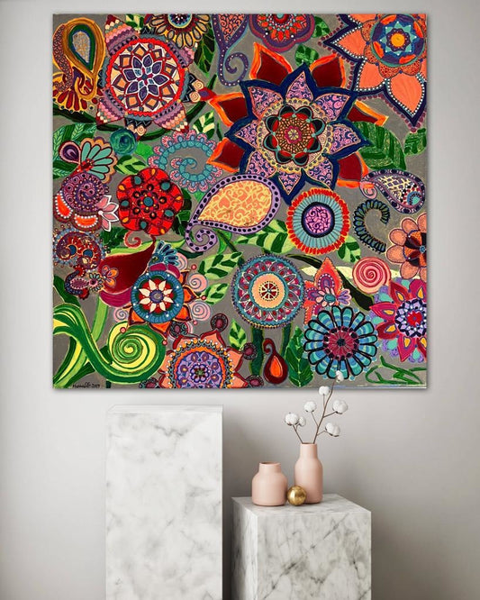 Mandalas And Rangoli A- Mixed Media Ready Bespoke Art Piece / 71X71Cm (28X28In)