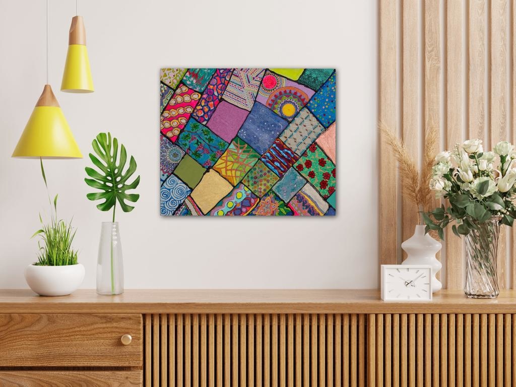 Patchwork A- Mixed Media Ready Bespoke Art Piece / 46X55Cm (18X22In)