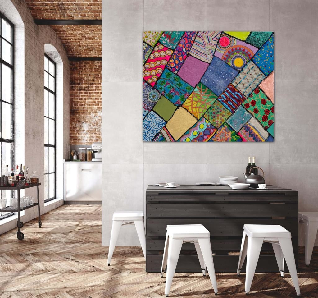 Patchwork A- Mixed Media Ready Bespoke Art Piece / 81X97Cm (32X38In)