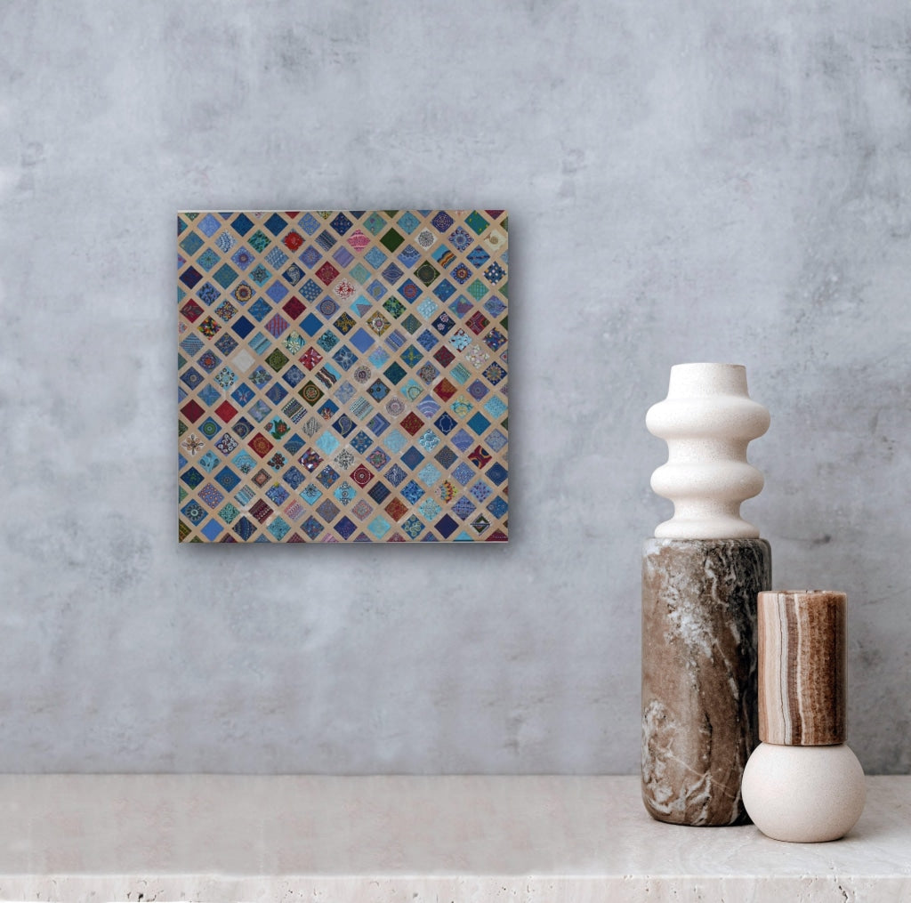 Rhombuses In Different Textures A- Mixed Media Ready Bespoke Art Piece / 25X25Cm (10X10In)