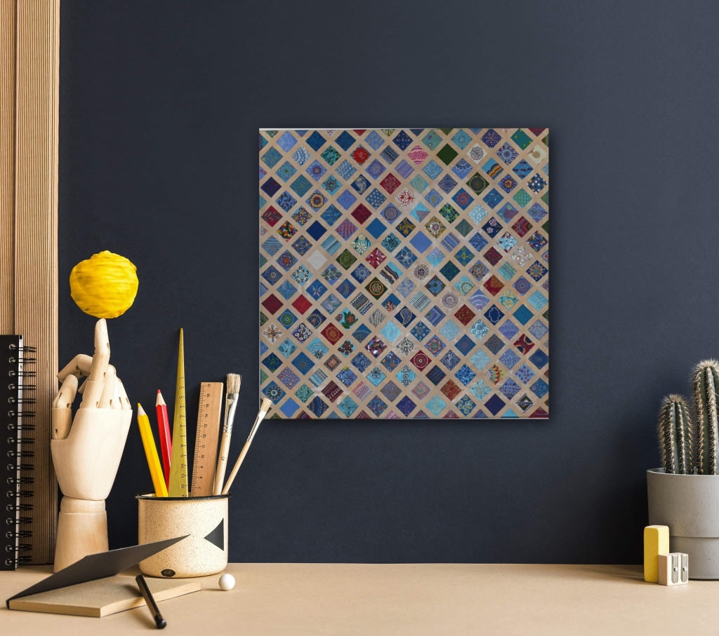 Rhombuses In Different Textures A- Mixed Media Ready Bespoke Art Piece / 31X31Cm (12X12In)