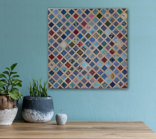 Rhombuses In Different Textures A- Mixed Media Ready Bespoke Art Piece / 41X41Cm (16X16In)