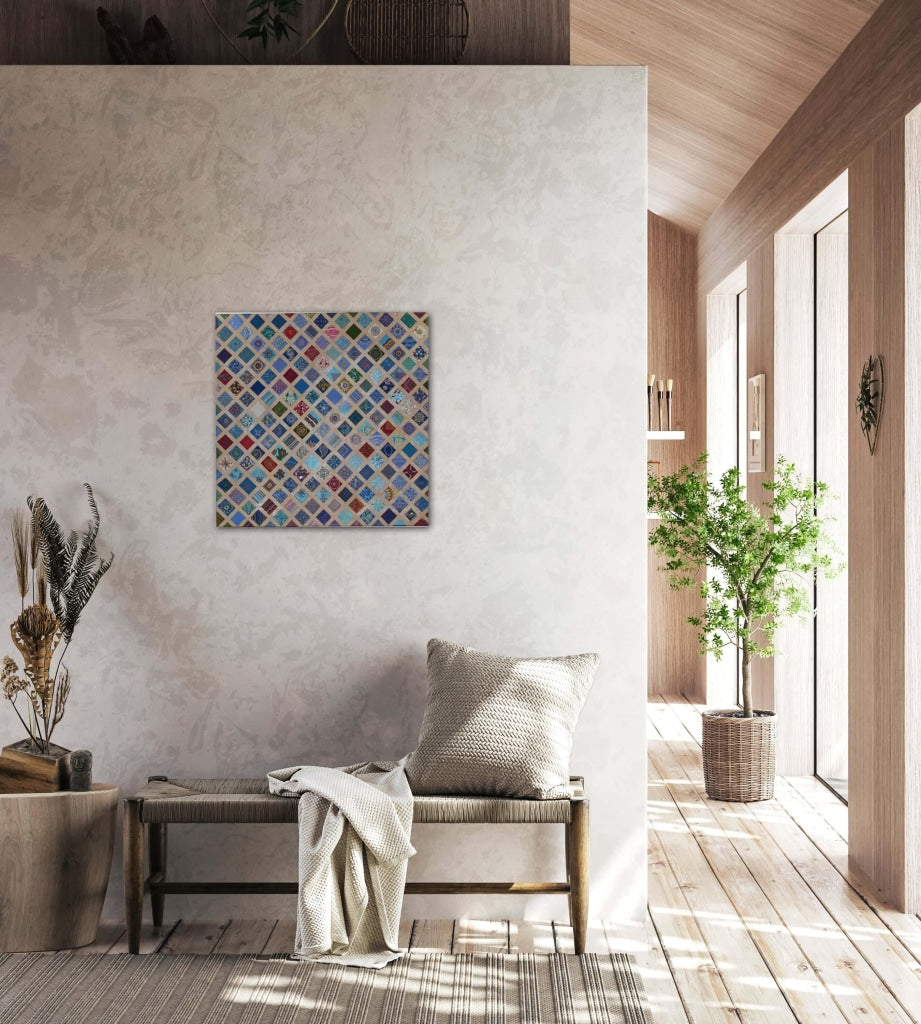 Rhombuses In Different Textures A- Mixed Media Ready Bespoke Art Piece / 51X51Cm (20X20In)
