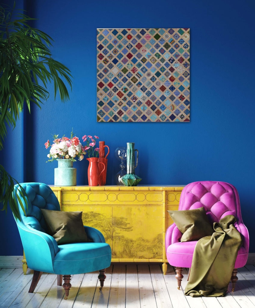 Rhombuses In Different Textures A- Mixed Media Ready Bespoke Art Piece / 61X61Cm (24X24In)