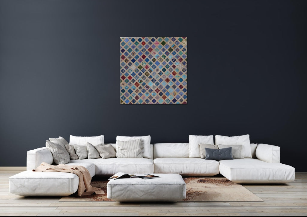 Rhombuses In Different Textures A- Mixed Media Ready Bespoke Art Piece / 81X810Cm (31X31In)