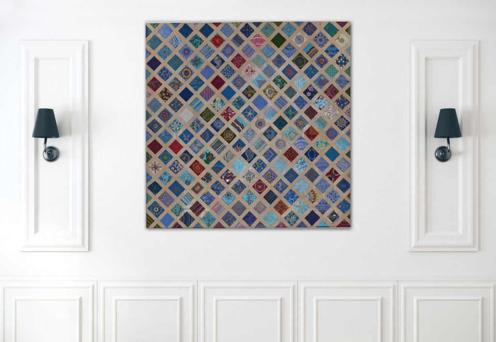 Rhombuses In Different Textures A- Mixed Media Ready Bespoke Art Piece / 91X91Cm (36X36In)
