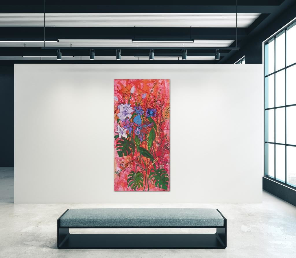 Semi Abstract Red Boutique B- Mixed Media Rolled Art Piece / 102X203Cm (40X80In) Bespoke