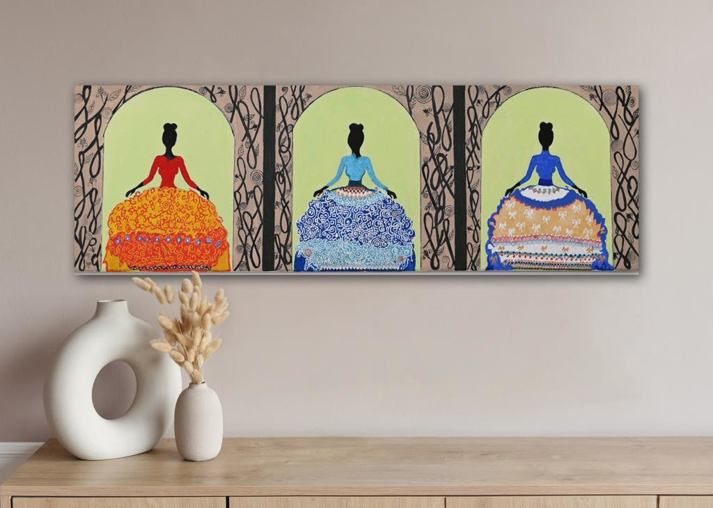 Spanish Señorita A- Mixed Media Ready Bespoke Art Piece / 20X80Cm (8X31In)