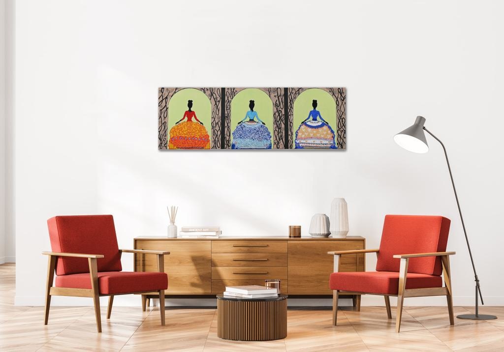 Spanish Señorita A- Mixed Media Ready Bespoke Art Piece / 30X120Cm (12X47In)