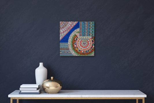 Square And Triangular Mandala A- Mixed Media Ready Bespoke Art Piece / 31X31Cm (12X12In)