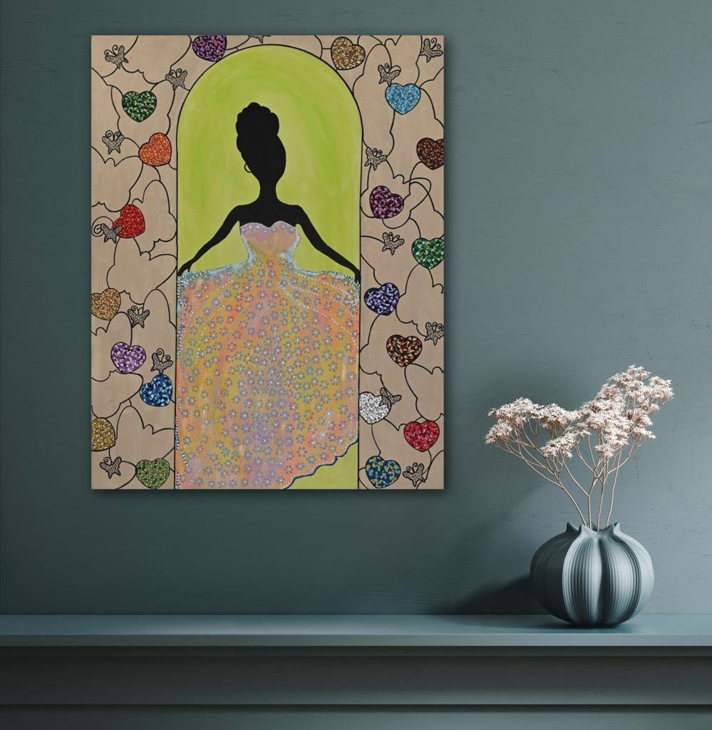 The Girl In The Prom Dress A- Mixed Media Ready Bespoke Art Piece / 40X51Cm (16X20In)
