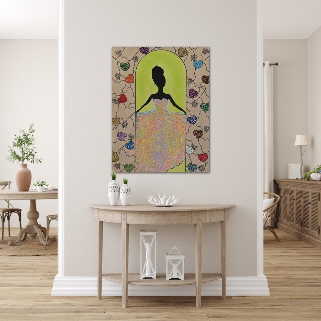 The Girl In The Prom Dress A- Mixed Media Ready Bespoke Art Piece / 70X90Cm (27.5X35In)