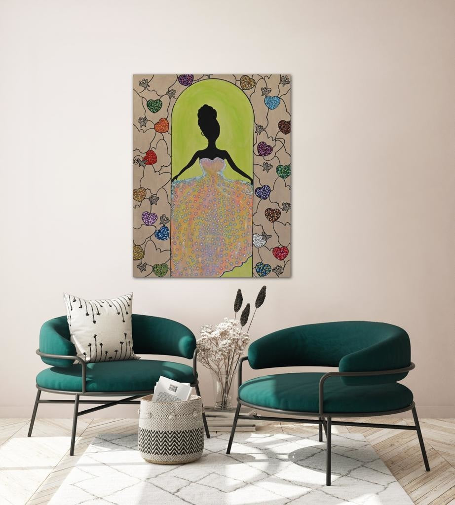 The Girl In The Prom Dress A- Mixed Media Ready Bespoke Art Piece / 80X103Cm (31X40In)