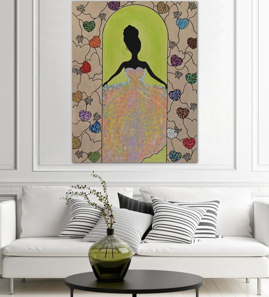 The Girl In The Prom Dress A- Mixed Media Ready Bespoke Art Piece / 90X116Cm (35X45.5In)