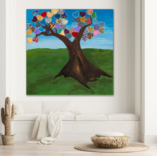 The Love Tree A- Mixed Media Ready Bespoke Art Piece / 91X91Cm (36X36In)