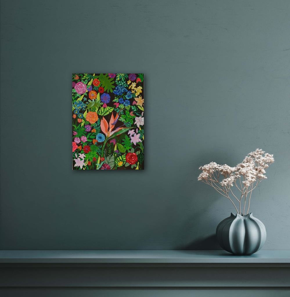 Warm Earth Tones Paradise Flowers A- Mixed Media Ready Bespoke Art Piece / 20X30Cm (8X12In)
