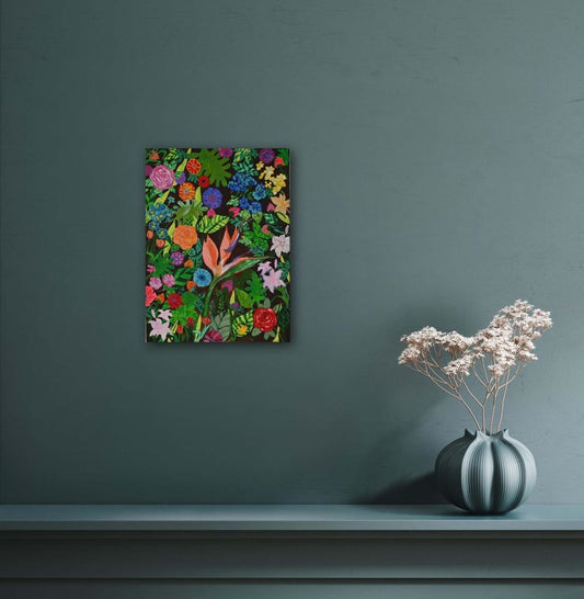 Warm Earth Tones Paradise Flowers A- Mixed Media Ready Bespoke Art Piece / 20X30Cm (8X12In)
