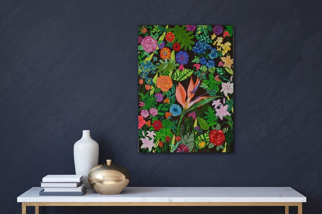 Warm Earth Tones Paradise Flowers A- Mixed Media Ready Bespoke Art Piece / 41X61Cm (16X24In)
